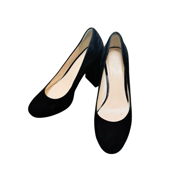 Cole Haan Black Suede Platform Heels Size 8 - Picture 2 of 8